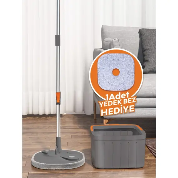 Clean Water Temiz & Kirli Suyu Ayırma Özelliği Otomatik Temizlik Seti Mop Paspas + 1 Yedek Mop Hediye