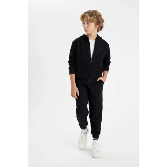 Erkek Çocuk Siyah Beli Paçası Lastikli Cepli Jogger Okul Eşofman Altı R5970A624AU