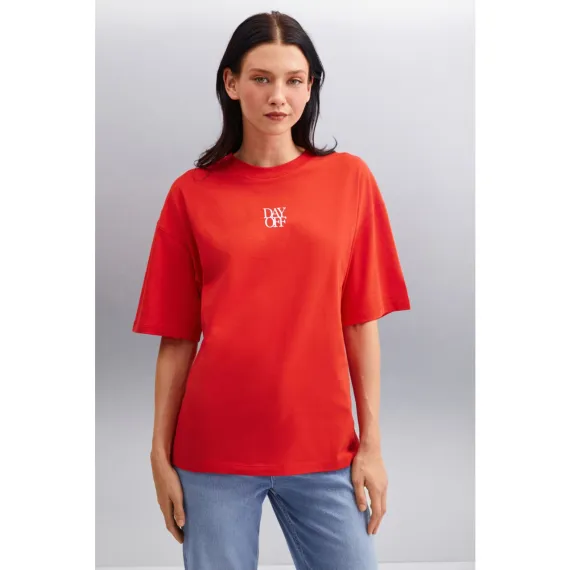 Souling Pamuk Kadın T-Shirt Kırmızı T-Shirt