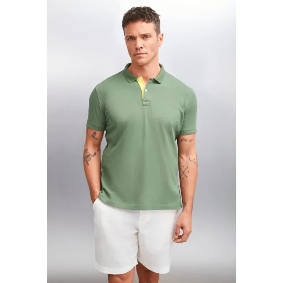 Mathew Erkek Haki Polo Yaka T-Shirt