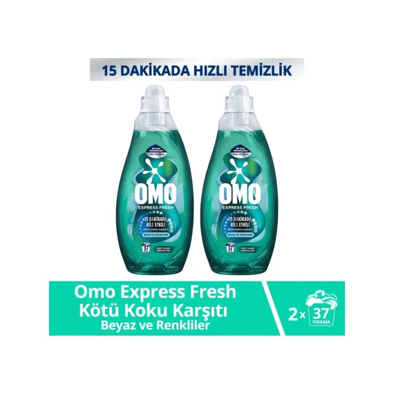 Express Fresh Kötü Koku Karşıtı Beyaz ve Renkliler Sıvı Çamaşır Deterjanı 1480 ml x2