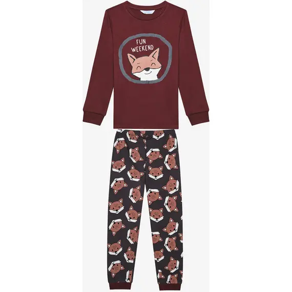 Erkek Çocuk Fun Fox Antik Yeşil Termal Pijama Takımı