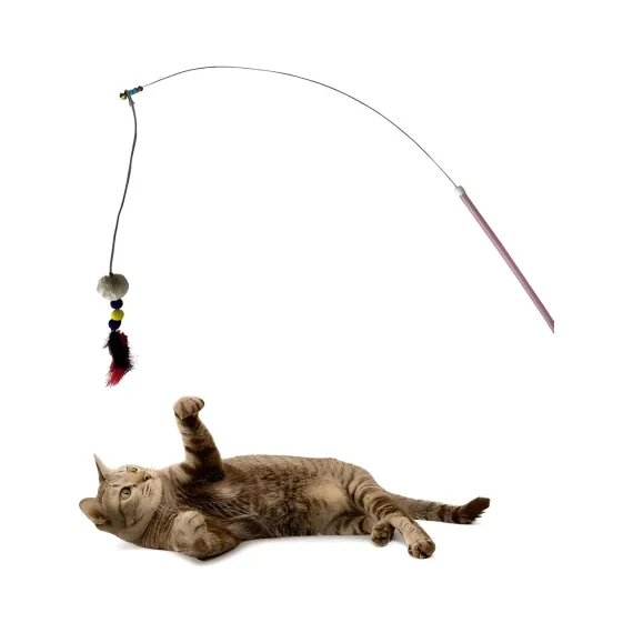 Aee® Kedi Oltası Elastik Tüylü Çanlı Ponponlu Peluş Kedi Oyuncağı Tırtıl 130CM