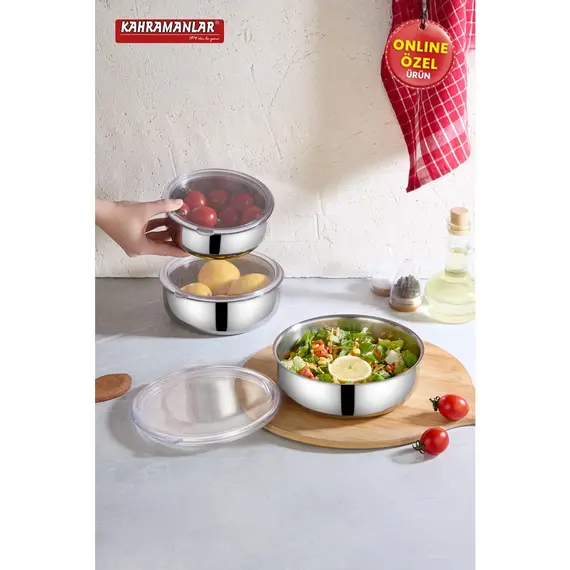 Chef Box 3’lü Çelik Saklama Kabı 6 Parça