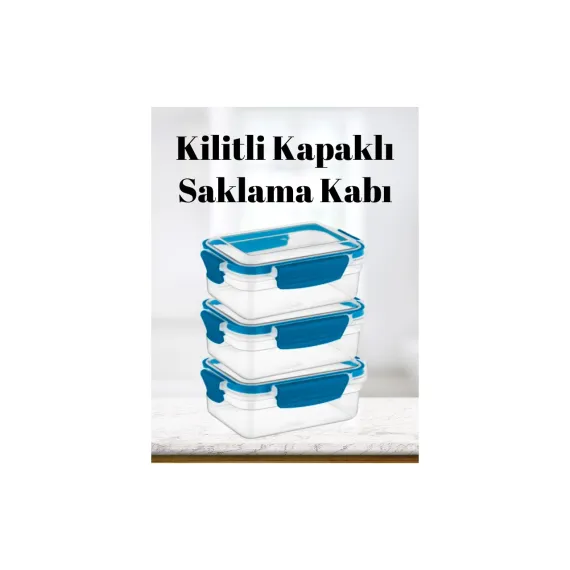 3'li Sızdırmaz Kilitli Kapaklı 3’lü Saklama Kabı Seti: Tazeliğin garantisi!