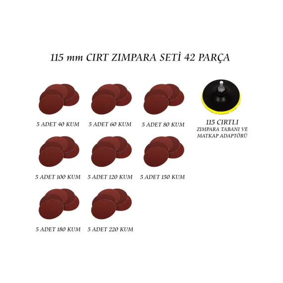 115'lik Cırt Zımpara Seti 42'li