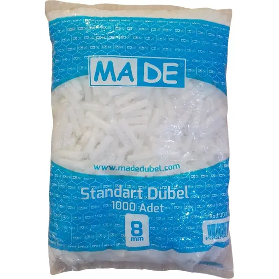 Trakyapı Market Made 8mm Plastik Dübel Beyaz 1000 Adet