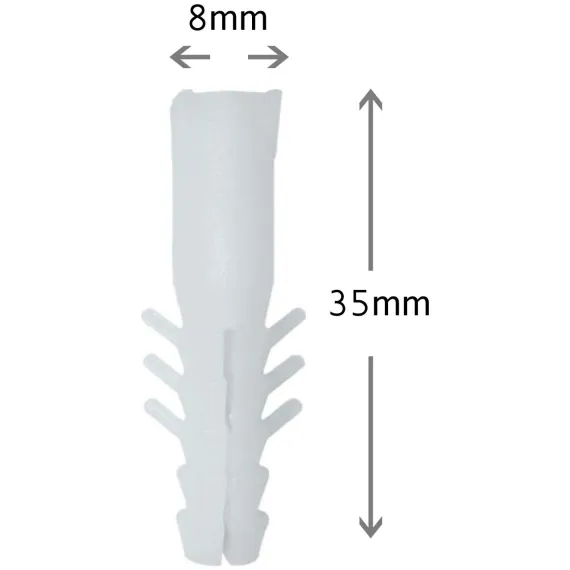 Plastik Dübel 8Mm Beyaz (100'Adet)