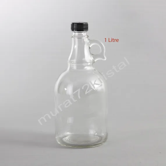 1000cc 20 Adet Kapaklı Kulplu Cam Şişe/Galon Şişe