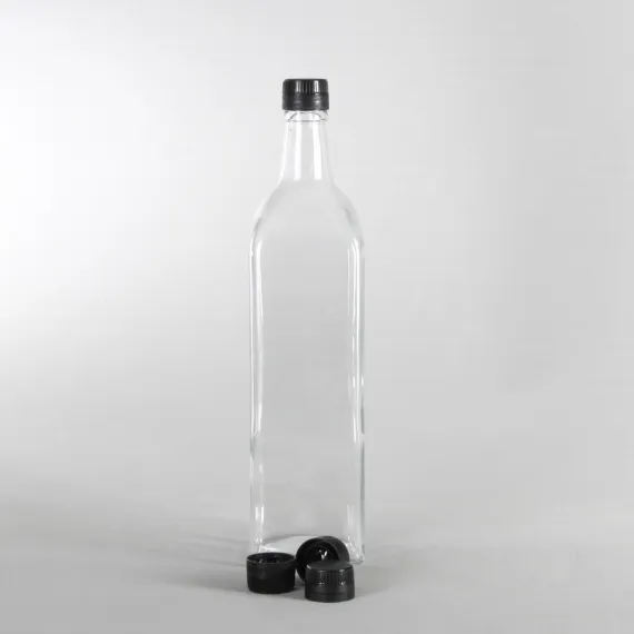 1000cc 40 Adet Çakma Kapaklı Köşeli Cam Yağ Şişesi
