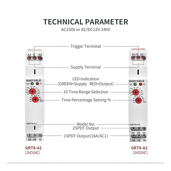Zaman Gecikmesi Rölesi Elektronik 16A 1SPDT Ayarlanabilir, 3 image
