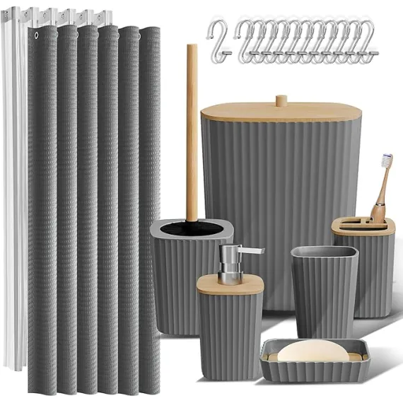 Banyo Aksesuarları Seti - Gri Banyo Seti, 20 Parça