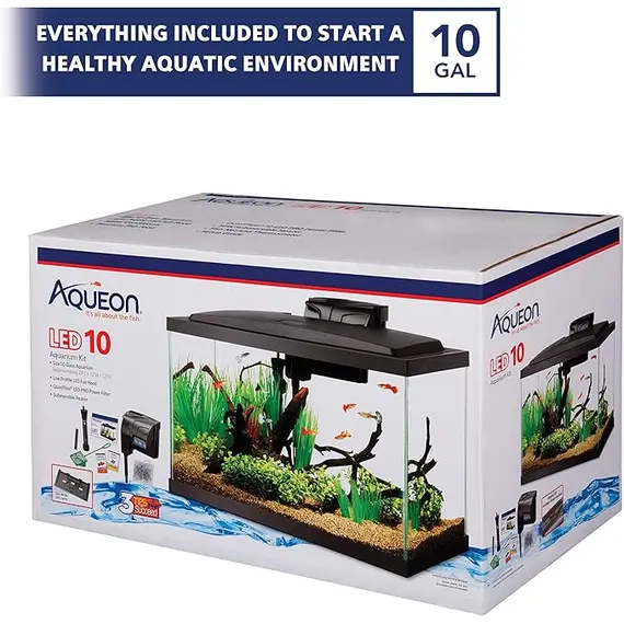 Aqueon Akvaryum Balık Tankı Başlangıç ​​Seti LED Aydınlatmalı 10 Galon Balık Tankı, 2 image