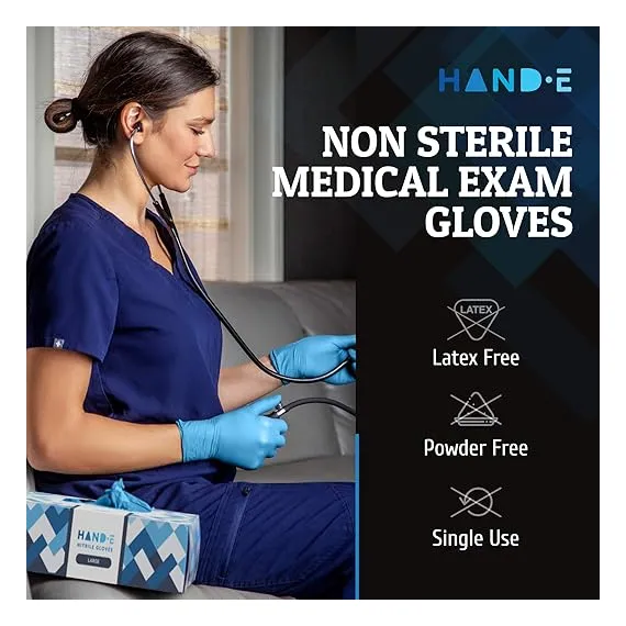 Hand-E Touch Mavi Nitril Tek Kullanımlık Eldivenler Büyük 100 Adet, 2 image