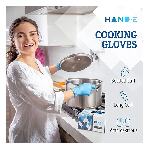 Hand-E Touch Mavi Nitril Tek Kullanımlık Eldivenler Büyük 100 Adet, 3 image