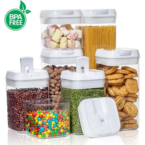 Storagex Hava Geçirmez Gıda Saklama Kapları, 7 Adet BPA İçermeyen Plastik Tahıl Düzenleyici Kutular Kolay Kilitli Kapaklı, Mutfak Kiler Organizasyonu İçin, 24 Etiket, Beyaz, 3 image Storagex Hava Geçirmez Gıda Saklama Kapları, 7 Adet BPA İçermeyen Plastik Tahıl Düzenleyici Kutular Kolay Kilitli Kapaklı, Mutfak Kiler Organizasyonu İçin, 24 Etiket, Beyaz, 3 image