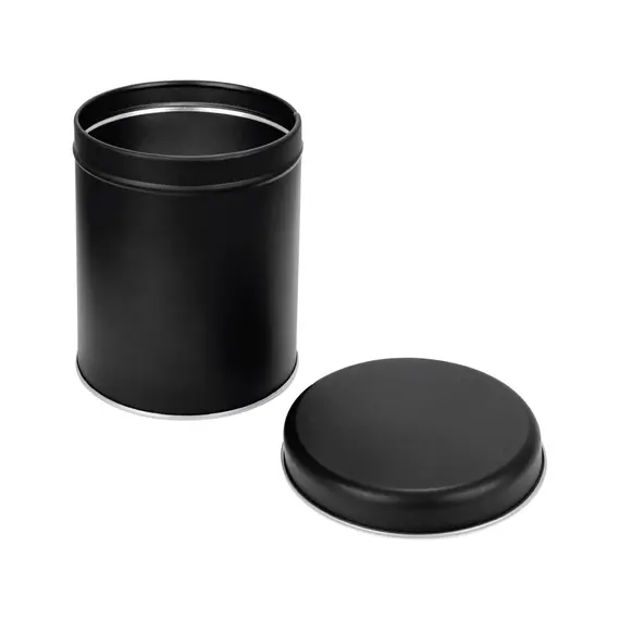 180 Adet Siyah Mat Yuvarlak Metal Kutu | 99 mm x 125 mm