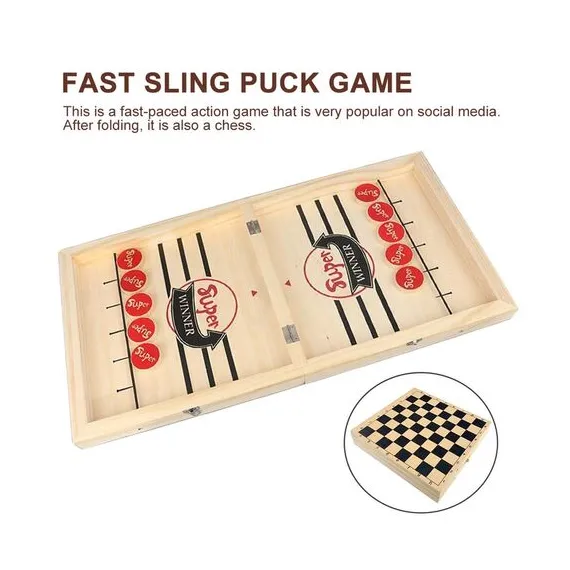 Çocuklar için Etkileşimli 2'si 1 Arada Satranç Oyunu, Katlanabilir Sapanlı Puck Savaş Oyuncağı, 3 image