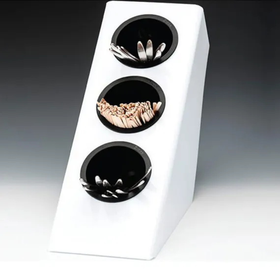 Çay Kahve Kaşığı Standı, Polikarbon Gözlü, 27x14,5x28,5 cm, Beyaz