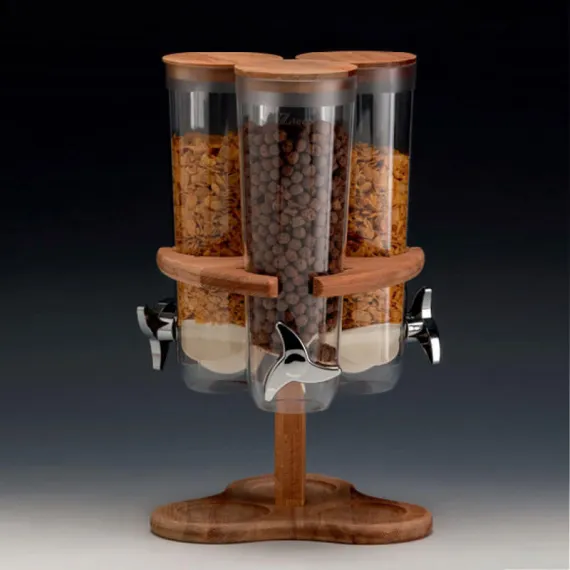Ahşap Standlı Corn Flakes Aleti, 3'lü, Döner, 26x26x43 cm