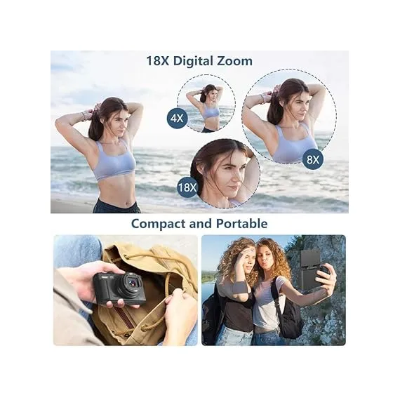 Fotoğraf için Dijital 4K Vlog Kamerası 3 "180 ° Flip Ekran 18X, 6 image Fotoğraf için Dijital 4K Vlog Kamerası 3 "180 ° Flip Ekran 18X, 6 image