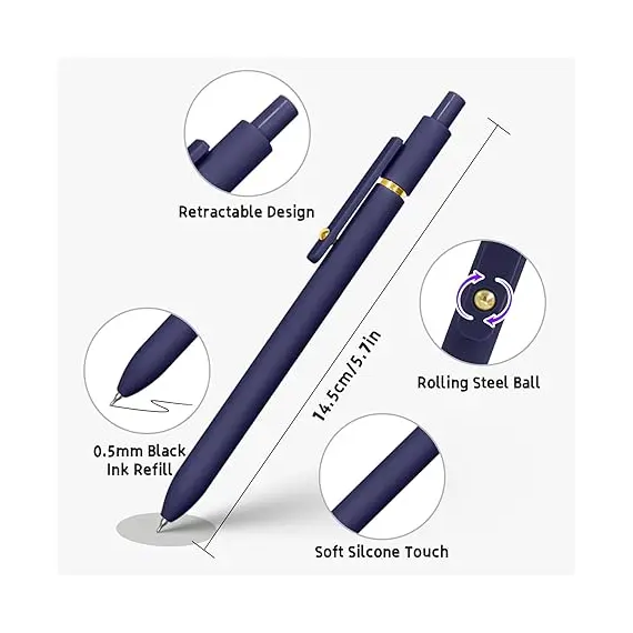 UIXJODO 6 Adet Jel Kalemler 0.5mm Hızlı Kuruyan Siyah Mürekkep Kalemleri İnce Uçlu Pürüzsüz Yazma Kalemleri, 3 image