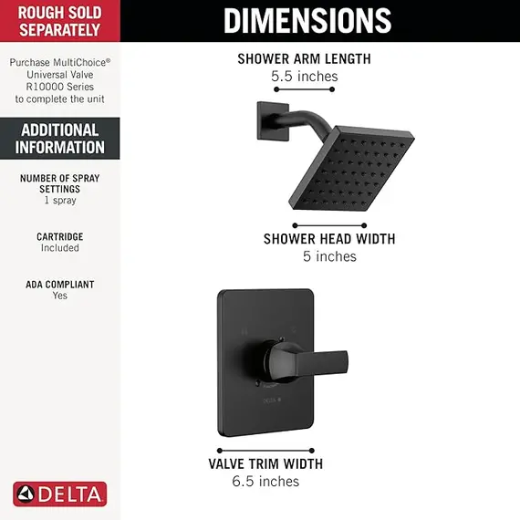 Delta Tek Fonksiyonlu Duş Sistemi, 3 image Delta Tek Fonksiyonlu Duş Sistemi, 3 image