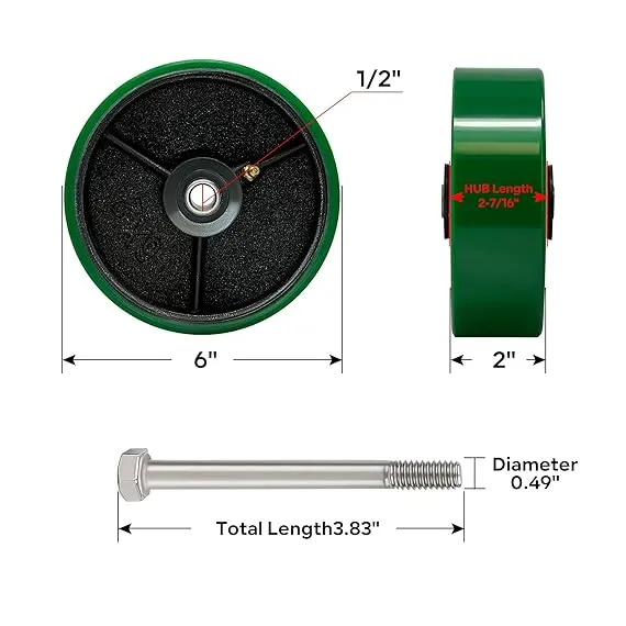 LONGRUNFORU 6 İnç 4'lü DUR Döküm Teker Serisi, 2 image LONGRUNFORU 6 İnç 4'lü DUR Döküm Teker Serisi, 2 image