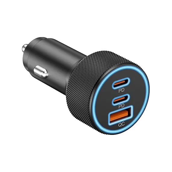 KENHAO 3 Bağlantı Noktalı 67W Çift USB-C VE USB-A Araç Güç Adaptörü