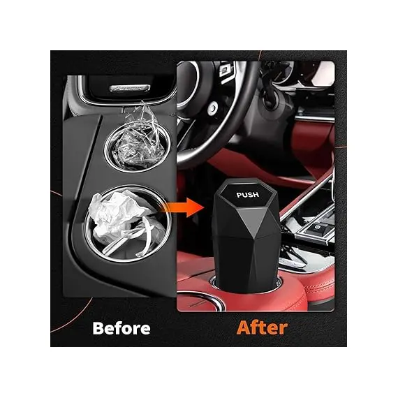 Hotor 2'li Mini Kapaklı Araba Çöp Kovası, 5 image Hotor 2'li Mini Kapaklı Araba Çöp Kovası, 5 image