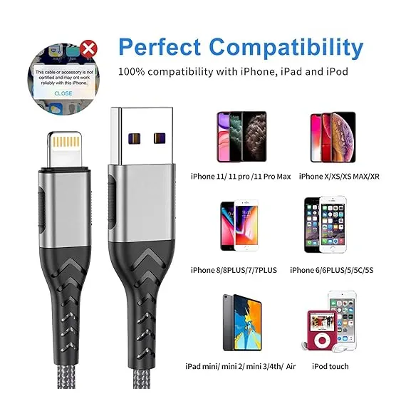 Durcord 3'lü Hızlı iPhone Şarj Kablosu, 6 image Durcord 3'lü Hızlı iPhone Şarj Kablosu, 6 image