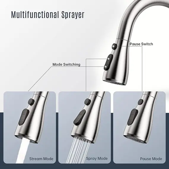 IBOFYY Tek Kulplu Paslanmaz Mutfak Musluğu, 3 image IBOFYY Tek Kulplu Paslanmaz Mutfak Musluğu, 3 image