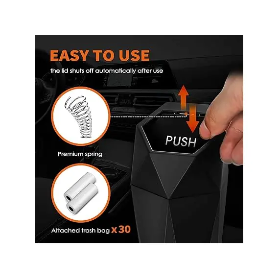 Hotor 2'li Mini Kapaklı Araba Çöp Kovası, 2 image Hotor 2'li Mini Kapaklı Araba Çöp Kovası, 2 image