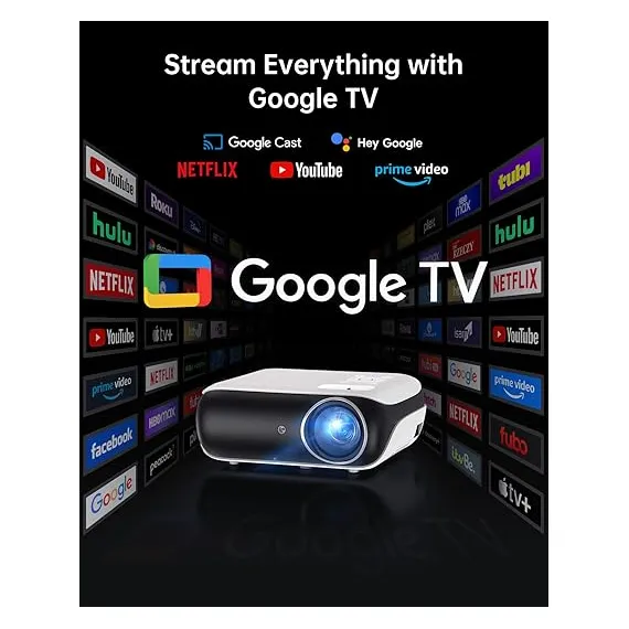 HAPPRUN  WiFi ve Bluetooth'lu Google TV Projektörü, 3 image HAPPRUN  WiFi ve Bluetooth'lu Google TV Projektörü, 3 image
