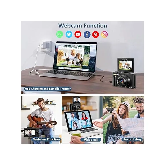Fotoğraf için Dijital 4K Vlog Kamerası 3 "180 ° Flip Ekran 18X, 4 image Fotoğraf için Dijital 4K Vlog Kamerası 3 "180 ° Flip Ekran 18X, 4 image
