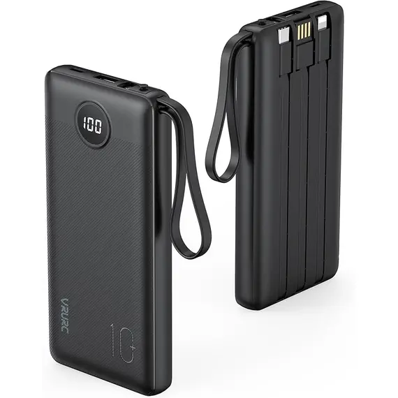 VRURC 10000mAh Power Bank Dahili Kablolar