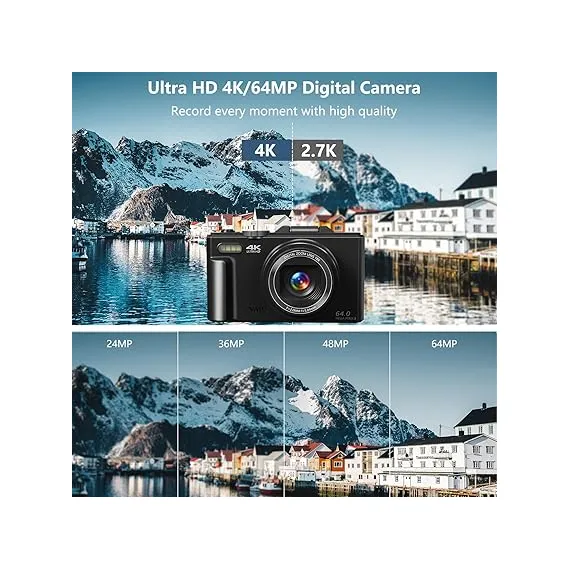 Fotoğraf için Dijital 4K Vlog Kamerası 3 "180 ° Flip Ekran 18X, 2 image Fotoğraf için Dijital 4K Vlog Kamerası 3 "180 ° Flip Ekran 18X, 2 image