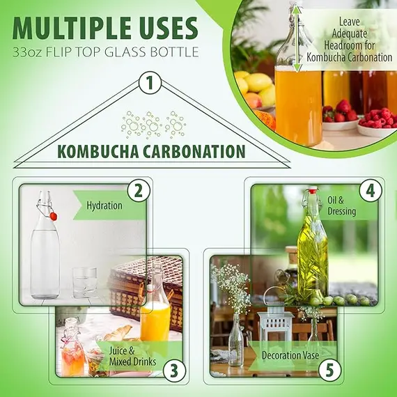 AYL 6'lı Flip Top Cam Şişe, 2 image AYL 6'lı Flip Top Cam Şişe, 2 image