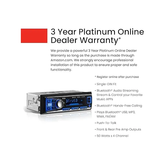 BOSS Ses Sistemleri 611UAB Araç Stereo Sistemi - Tek Din, Bluetooth Ses ve Arama Ana Ünitesi, Aux Girişi, USB, Mekaniksiz, CD Yok DVD Oynatıcı,/FM Radyo Alıcısı, 4 image BOSS Ses Sistemleri 611UAB Araç Stereo Sistemi - Tek Din, Bluetooth Ses ve Arama Ana Ünitesi, Aux Girişi, USB, Mekaniksiz, CD Yok DVD Oynatıcı,/FM Radyo Alıcısı, 4 image