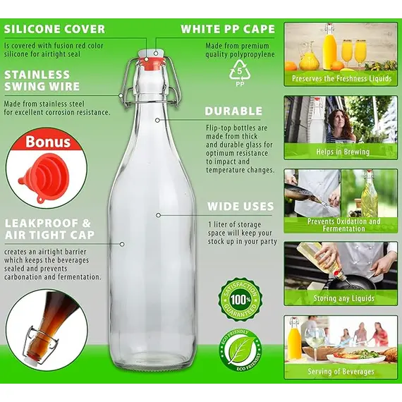 AYL 6'lı Flip Top Cam Şişe, 4 image AYL 6'lı Flip Top Cam Şişe, 4 image