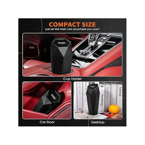 Hotor 2'li Mini Kapaklı Araba Çöp Kovası, 3 image Hotor 2'li Mini Kapaklı Araba Çöp Kovası, 3 image