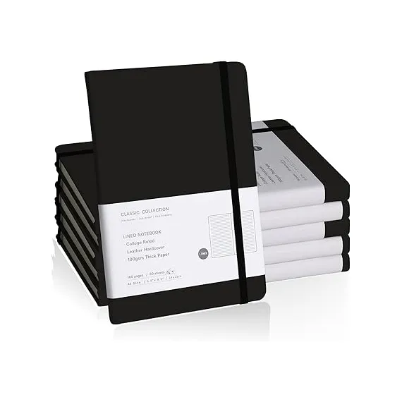 EMOMAS Çizgili Defter 6'Lı  160 Sayfa 5,7 inç x 8 inç, Color: Black