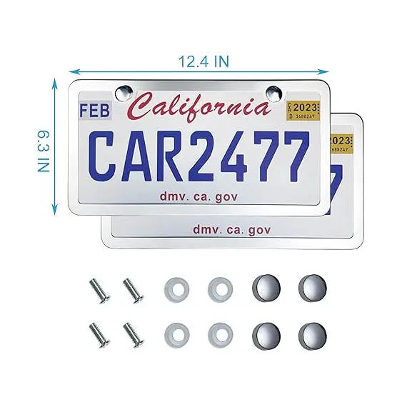 lengnoyp 2'li Paket Katı Gümüş Paslanmaz Araba Plaka Çerçevesi, 5 image