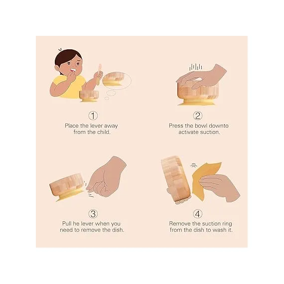 HI BABY MONMENT Vakumlu ve Eşleşen Kaşık Seti ile Bebek Bambu Kaseler, 5 image HI BABY MONMENT Vakumlu ve Eşleşen Kaşık Seti ile Bebek Bambu Kaseler, 5 image