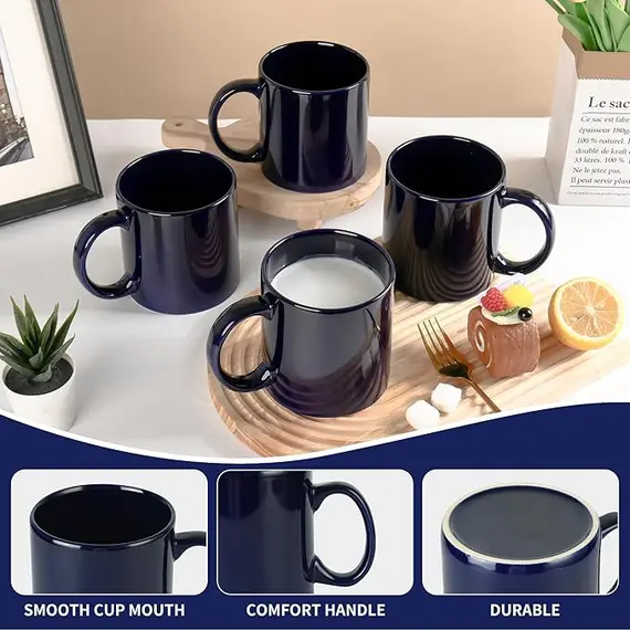 BYCNZB Büyük Saplı 4'lü Set Kupa Bardak, Color: Black, 5 image BYCNZB Büyük Saplı 4'lü Set Kupa Bardak, Color: Black, 5 image