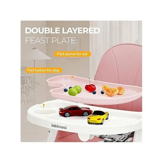 Babimoni Bebekler ve Yeni Yürümeye Başlayan Çocuklar için 3'ü 1 Arada Mama Sandalyesi, Color: Pink, 2 image Babimoni Bebekler ve Yeni Yürümeye Başlayan Çocuklar için 3'ü 1 Arada Mama Sandalyesi, Color: Pink, 2 image
