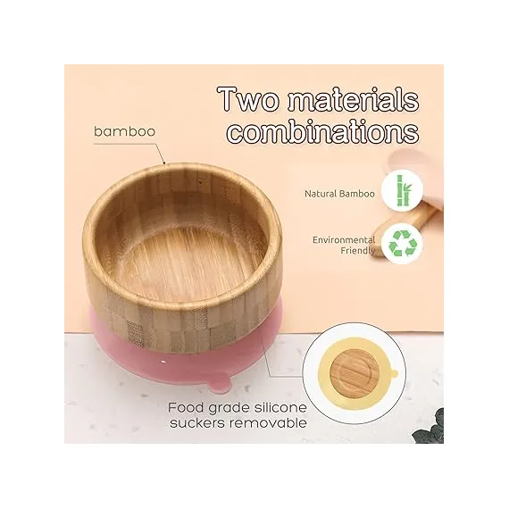HI BABY MONMENT Vakumlu ve Eşleşen Kaşık Seti ile Bebek Bambu Kaseler, 3 image HI BABY MONMENT Vakumlu ve Eşleşen Kaşık Seti ile Bebek Bambu Kaseler, 3 image