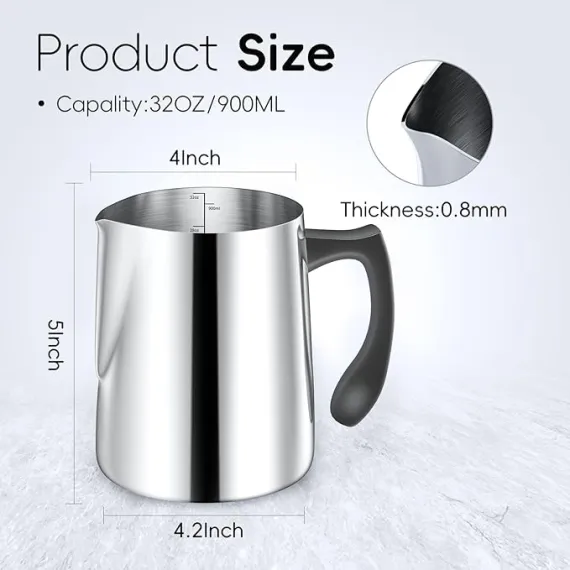 CasaCulina Isıya Dayanıklı Saplı 32oz Paslanmaz Çelik Sürahi, 2 image CasaCulina Isıya Dayanıklı Saplı 32oz Paslanmaz Çelik Sürahi, 2 image