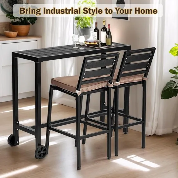 TIMSATIO 3 Parçalı Bar Masası ve Sandalye Takımı, 4 image TIMSATIO 3 Parçalı Bar Masası ve Sandalye Takımı, 4 image