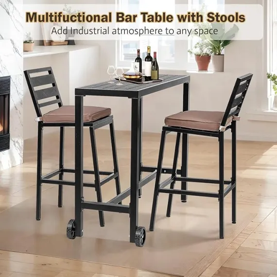 TIMSATIO 3 Parçalı Bar Masası ve Sandalye Takımı, 5 image TIMSATIO 3 Parçalı Bar Masası ve Sandalye Takımı, 5 image